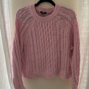 H&M Oversized Cable Knit Sweater Size Large In Pink